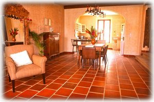 A view of the dining room from the living room. 