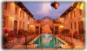 The entrance into the courtyard, with Volcan Agua in the background. 