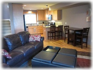 Dining and living room right off gorgeous kitchen