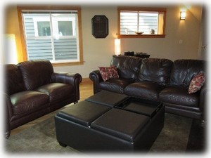 Comfortable leather couches and plenty of space